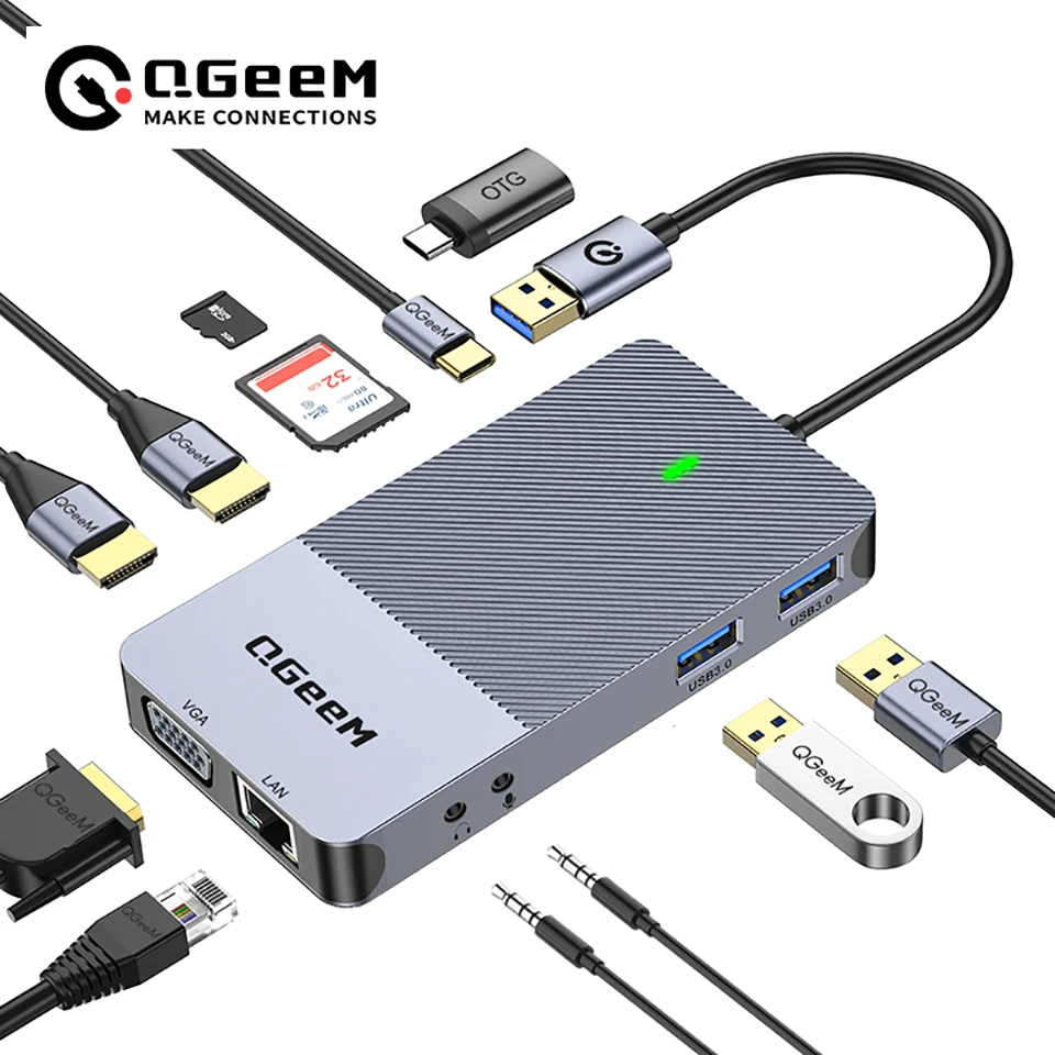 Laptop Accessories Hub - QGeeM USB 3.0 Docking Station, Triple