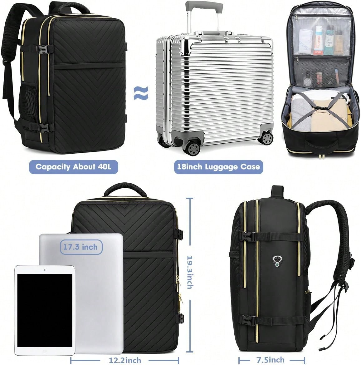 Large Carry On Travel Backpack - Laptop Backpack Anti Theft recension och pris