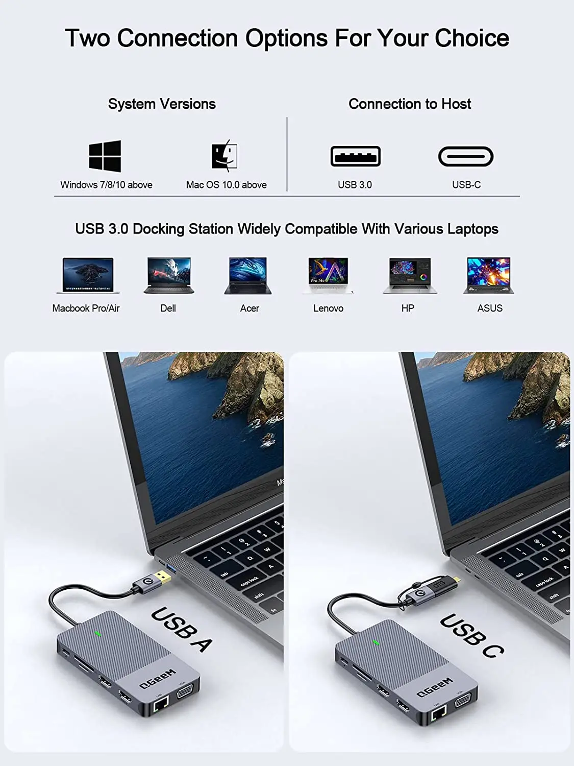 QGeeM USB 3.0 Docking Station, - Laptop Accessories Hub recension och pris
