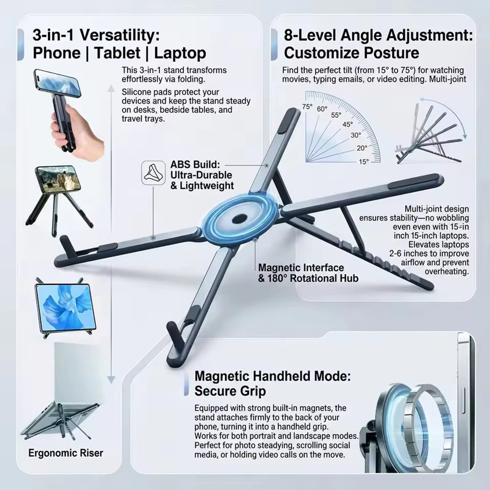Portable Magnetic Phone Holder - Laptop Ergonomic Accessories recension och pris