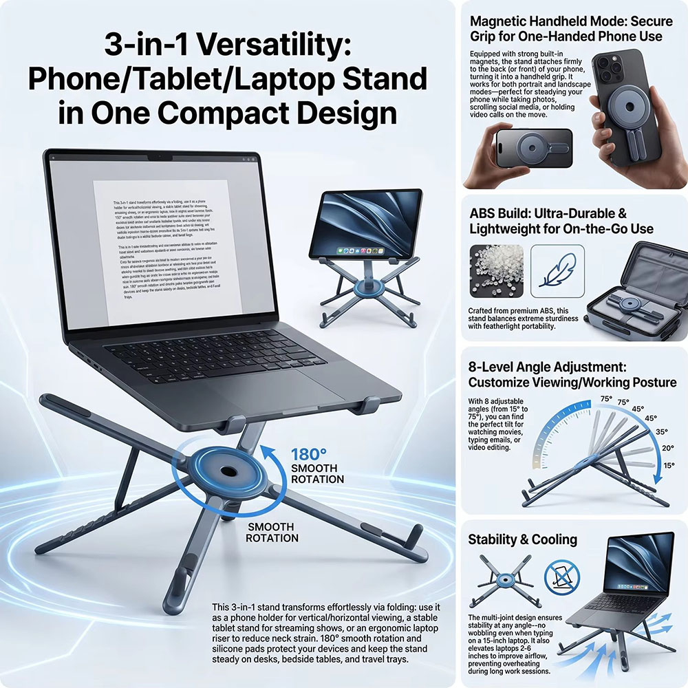 Portable Magnetic Phone Holder - Laptop Ergonomic Accessories recension och pris