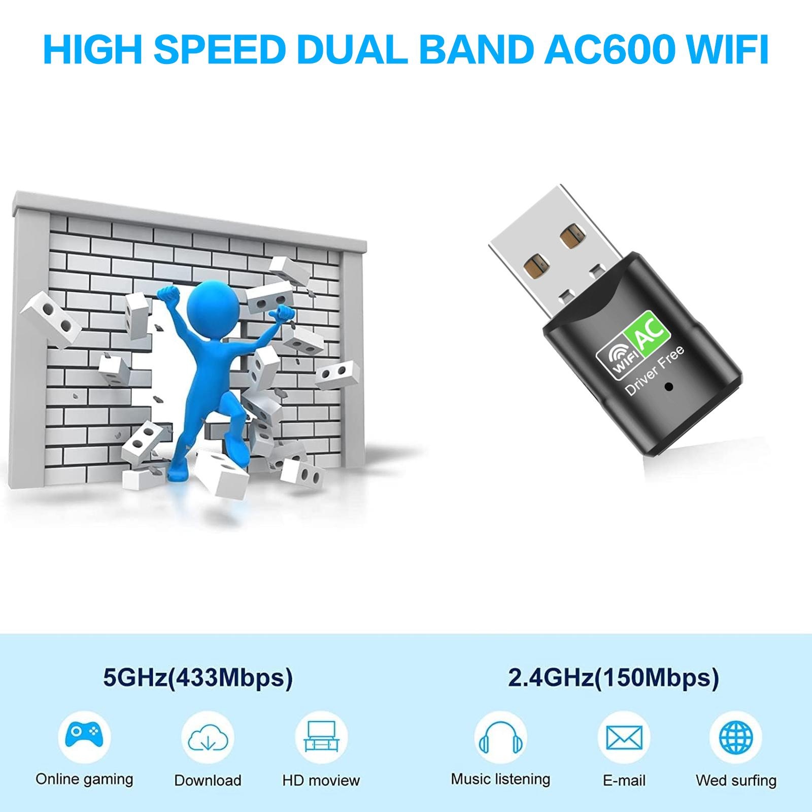 AC600 USB WiFi Adapter, Dual B - Laptop Ergonomic Accessories recension och pris